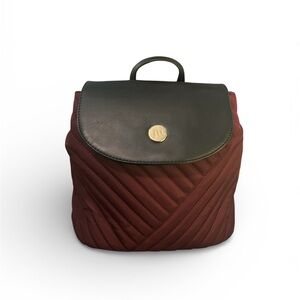 Jessica Moore Quilted Backpack in a berry/burgundy and black